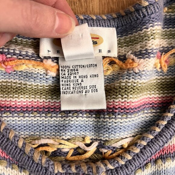 Vintage Talbots Spring Knitted Pastel Floral Cotton Cardigan Button Up Sz PS - Picture 6 of 12